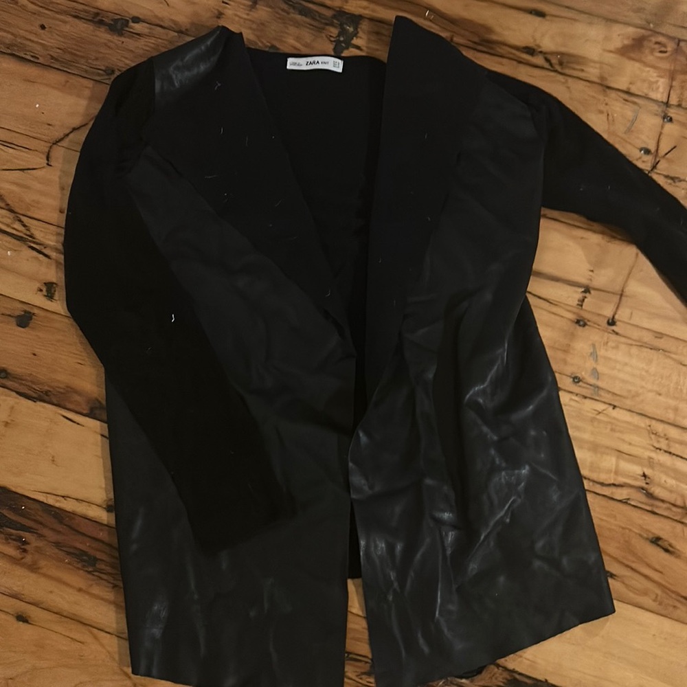 Zara knit faux leather blazer